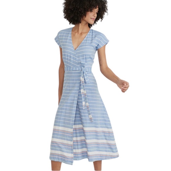 Fits like a small - Marine Layer Blue Striped Midi Dress - Picture 1 of 14